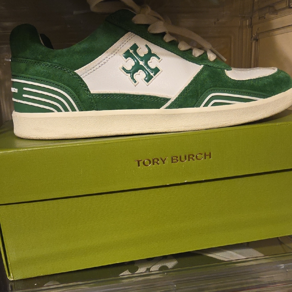 Tory Burch Green and White Casual Sneakers